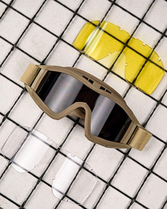 Защитные тактические очки-маска с сменными линзами  coyot  ПП7846 Одесса - изображение 3
