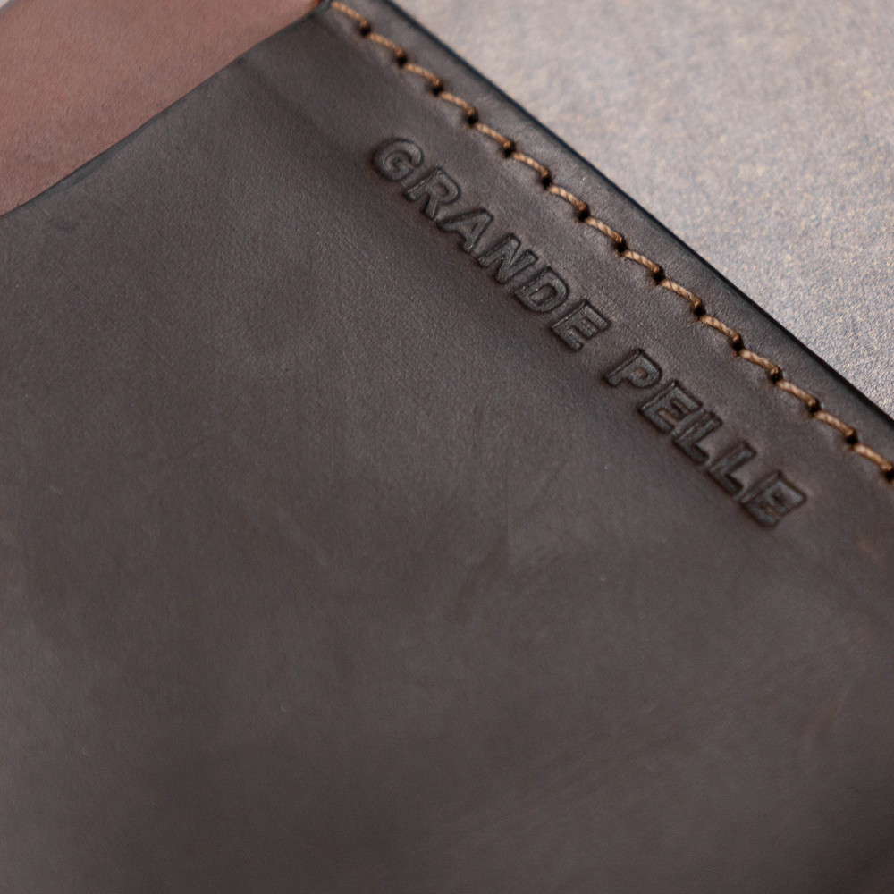 Кожаный необычный картхолдер GRANDE PELLE 11534 Коричневый Киев - изображение 7