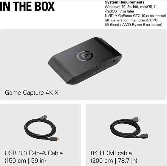 Пристрій відеозахоплення Elgato Game Capture 4K X 1 шт. NEW! Харків
