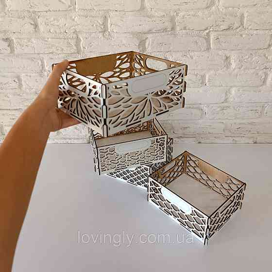 Набір з чотирьох декоративних корзинок для зберігання. Ірпінь