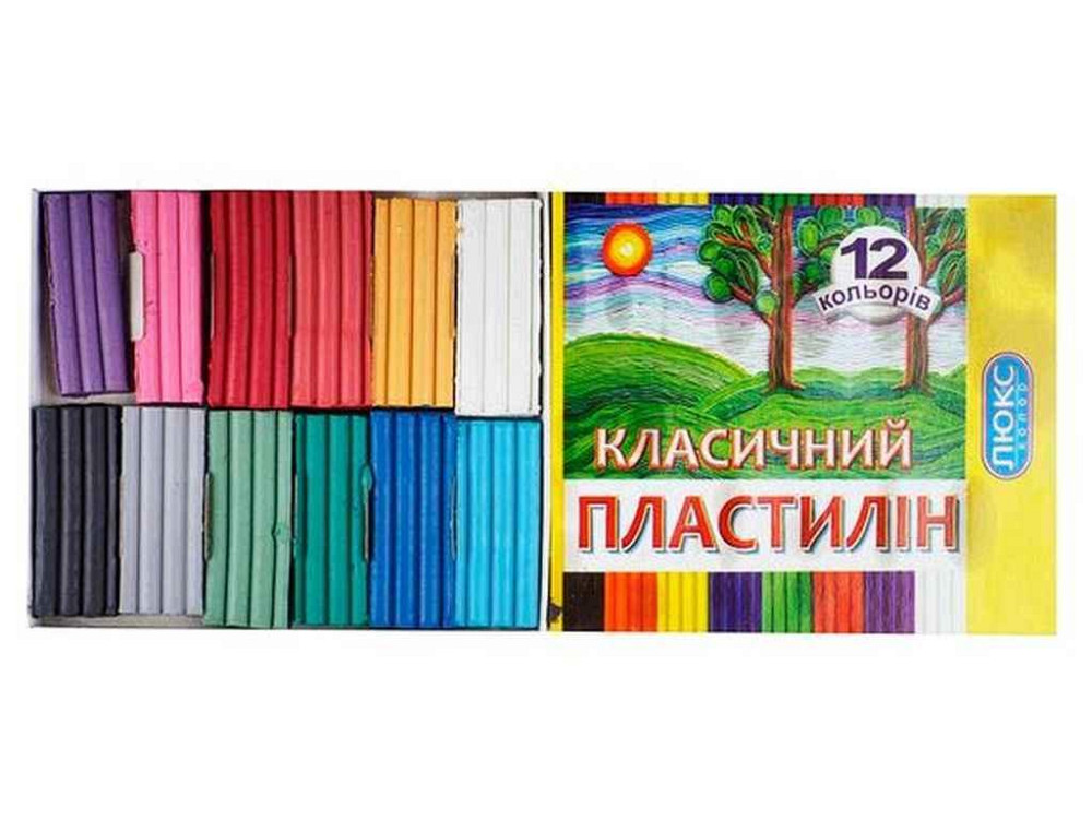 Пластилiн 12 кольорів КЛАСИЧНИЙ у пеналі арт. ПО-47182 ТМ ЛЮКС КОЛОР Київ - фото 1