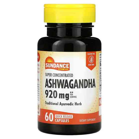 Ашваганда Sundance Vitamins Super Concentrated Ashwagandha, 60 Quick Release Capsules (460 mg per Capsule) Луцьк