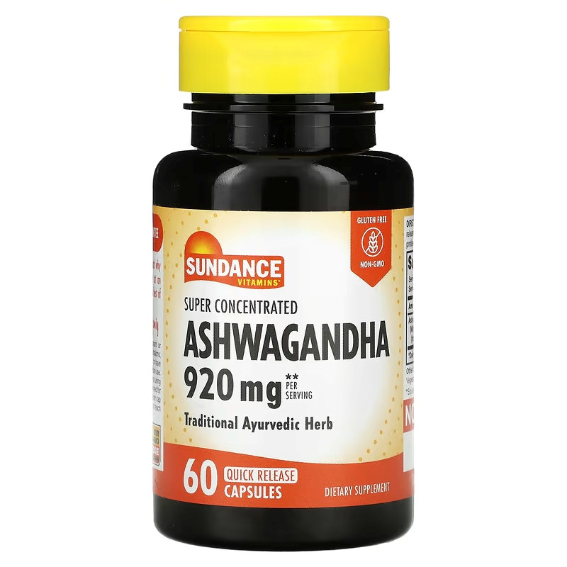 Ашваганда Sundance Vitamins Super Concentrated Ashwagandha, 60 Quick Release Capsules (460 mg per Capsule) Луцьк - фото 1