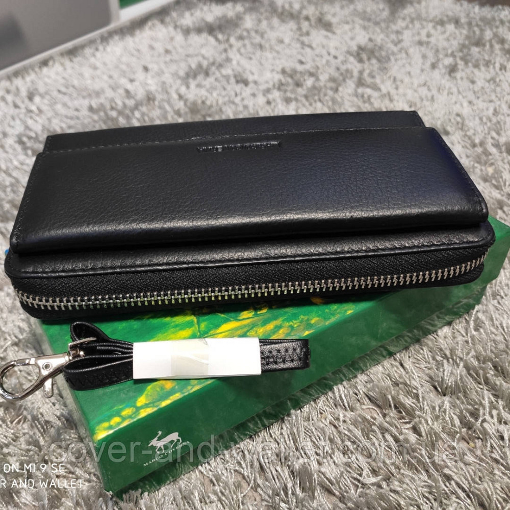 Чорний шкіряний гаманець клатч на змійці та магнітах Marco Coverna MC 6054 Київ - фото 7