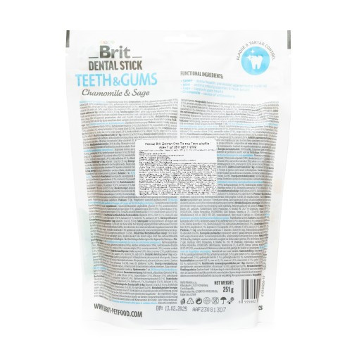 Лакомство Brit Dental Stick Teeth and Gums для взрослых собак с ромашкой и шалфеем для здоровья десен и зубов 7 шт 251 г Киев - изображение 3