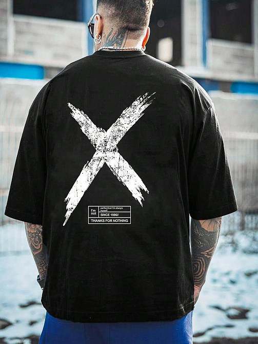 Футболка мужская с принтом  48 Черная 2664093600 Днепр - изображение 1