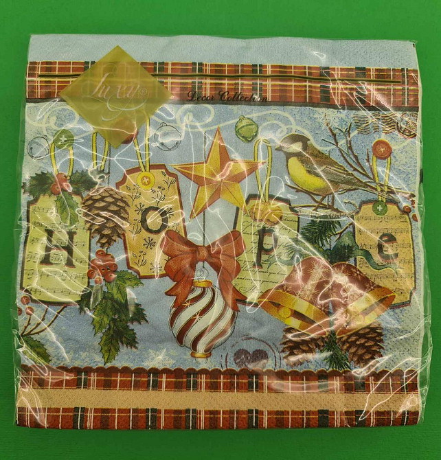 Новогодняя бумажная салфетка (ЗЗхЗЗ, 20шт) LuxyНГ Праздничная надежда(1238) (1 пачка) Харьков - изображение 4