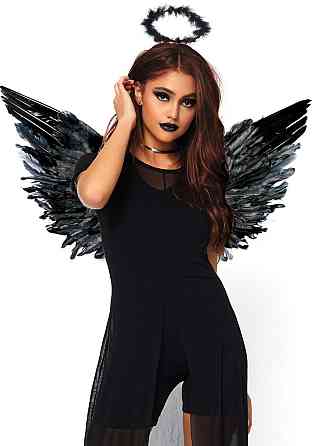 (SALE) Крила чорного ангела Leg Avenue Angel Accessory Kit Black, крила, німб Sex Aura Київ