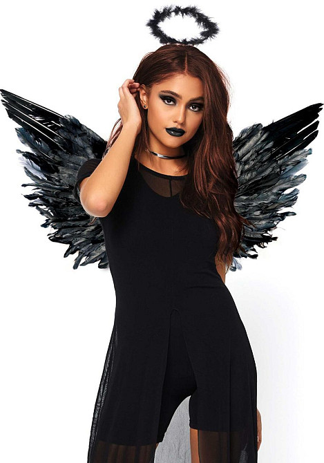 (SALE) Крила чорного ангела Leg Avenue Angel Accessory Kit Black, крила, німб Sex Aura Київ - фото 1