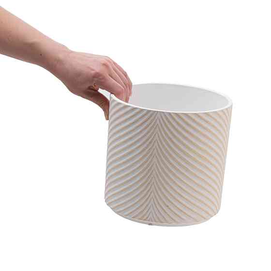 elemi Кашпо для квітів керамічне elemi "Листок" (білий + бежевий) 19" круглий 4,5 л Коломыя