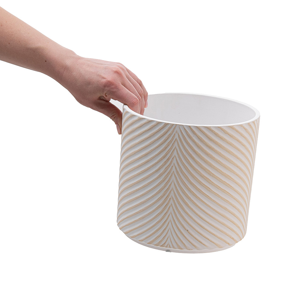 elemi Кашпо для квітів керамічне elemi "Листок" (білий + бежевий) 19" круглий 4,5 л Коломыя - изображение 4