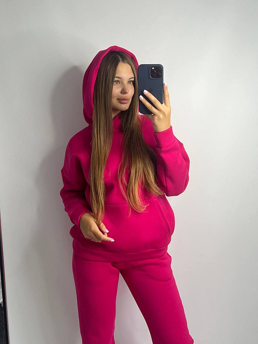 Женский теплый костюм оверсайз Малиновый XS Харьков - изображение 7