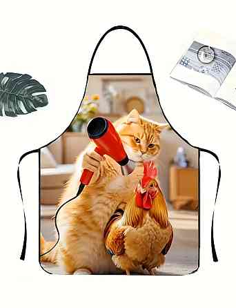 Фартух з приколом Петух з котом 80 на 60 см різнобарвний Київ