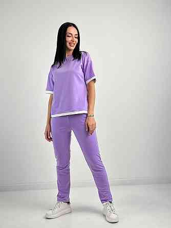 Літній трикотажний костюм-двійка "Summer" оптом | Норма і батал | Розпродаж моделі Лавандовий, 46-48 Київ