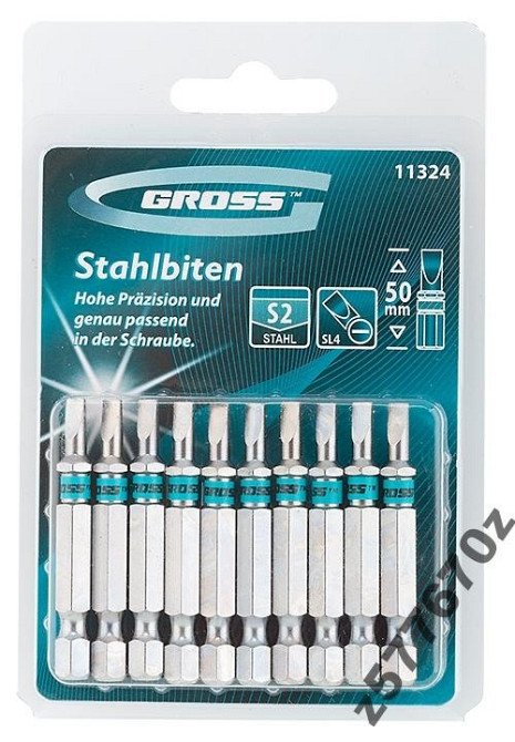 Набір біт SL4,0х50, сталь S2 (10 шт) GROSS Полтава - фото 1