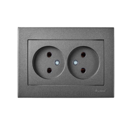 RAIN антрацит Розетка внутрішня 2-а без заземлення Лезард Житомир