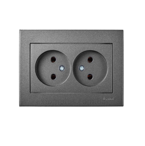 RAIN антрацит Розетка внутрішня 2-а без заземлення Лезард Житомир - изображение 1