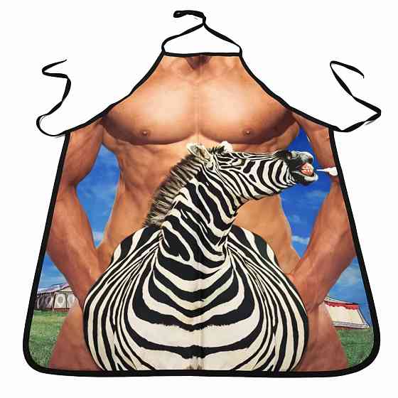 Прикольный фартук для мужчин зебра 75 на 60 см разноцветный Киев