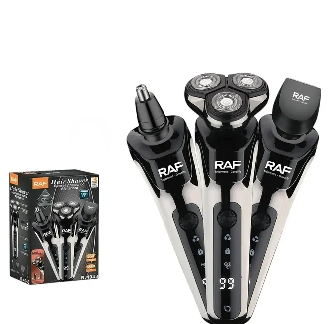 Электробритва RAF R4043 роторная аккумуляторная с триммером, сухое бритье, USB зарядка, 3 головки, черная Одесса - изображение 1