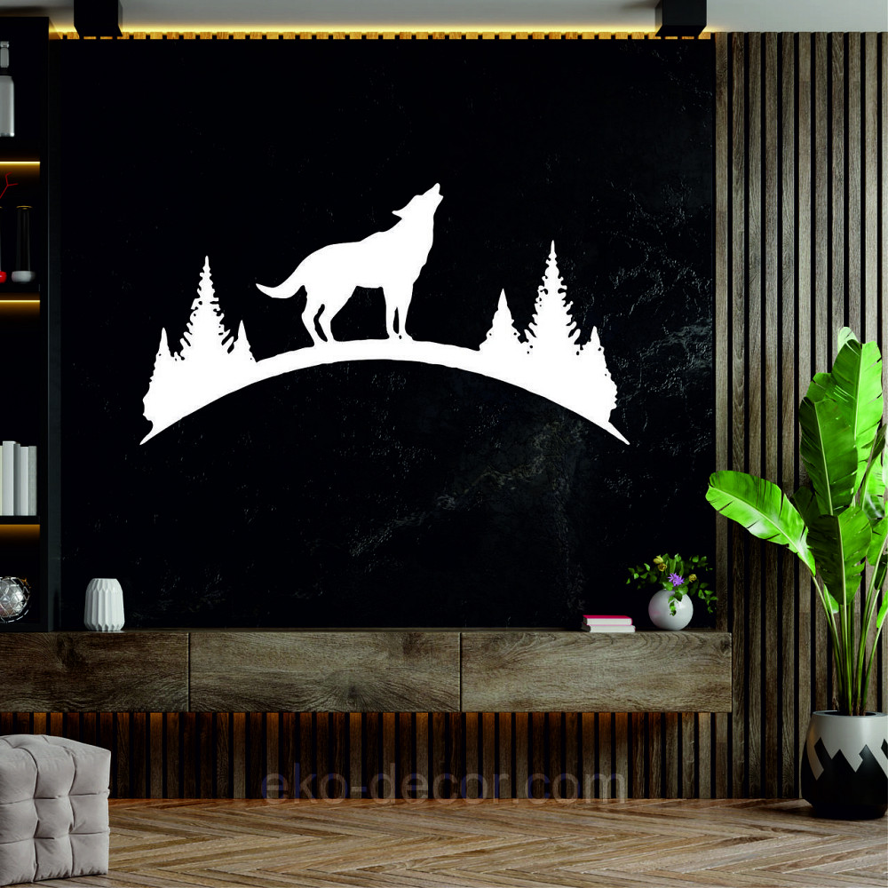 Декоративное настенное Панно «Волк», Декор на стену 110*58 см, Белый Киев - изображение 4