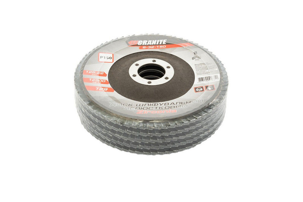 GRANITE Диск шліфувальний пелюстковий конусний GRANITE ZIRCONIA Т29 зерно 150 125×22 мм 5 шт 8- Київ - фото 2