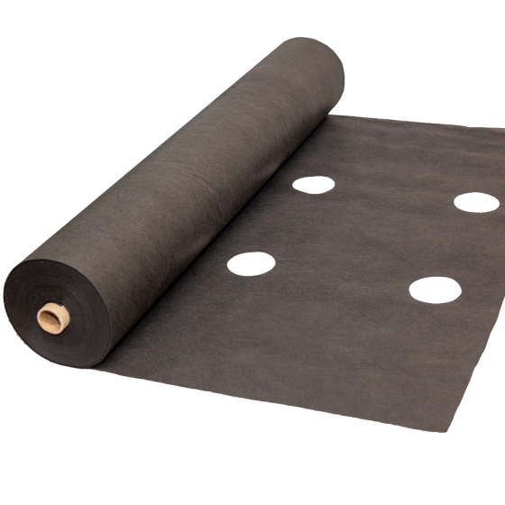 Агроволокно 90 г/м², 1.07×50 м чорне з перфорацією 2 отвори Дніпро