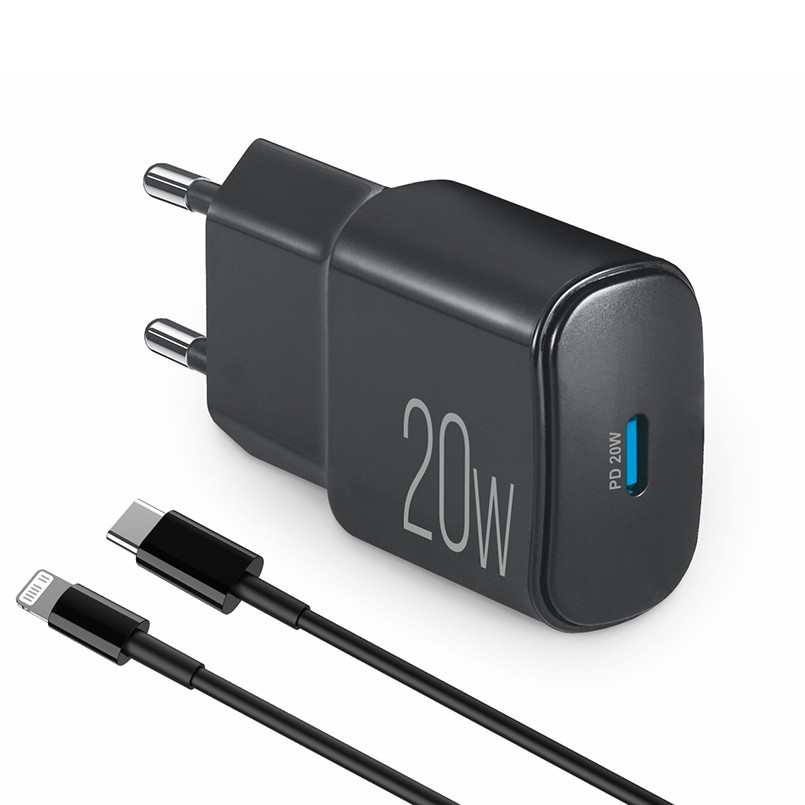 Сетевое зарядное устройство Brevia ePower PD20W + кабель USB-C to Lightning 1м черный Львов - изображение 1