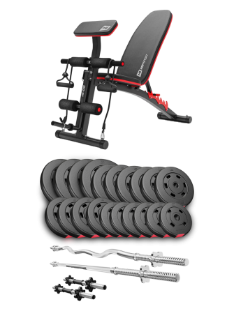 Набір Hop-Sport Premium 105кг з лавою HS-1035, штангами та гантелями Київ