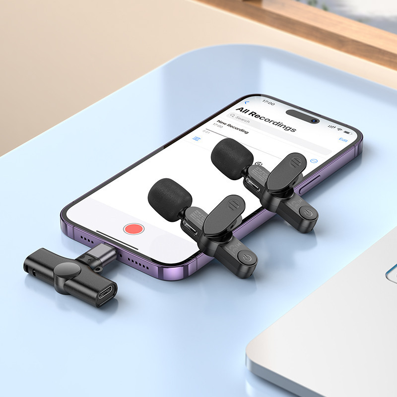 Бездротова мікрофонна система BOROFONE BFK12 Trophy lavalier dual-mic (iP/Type-C) Black Киев - изображение 10