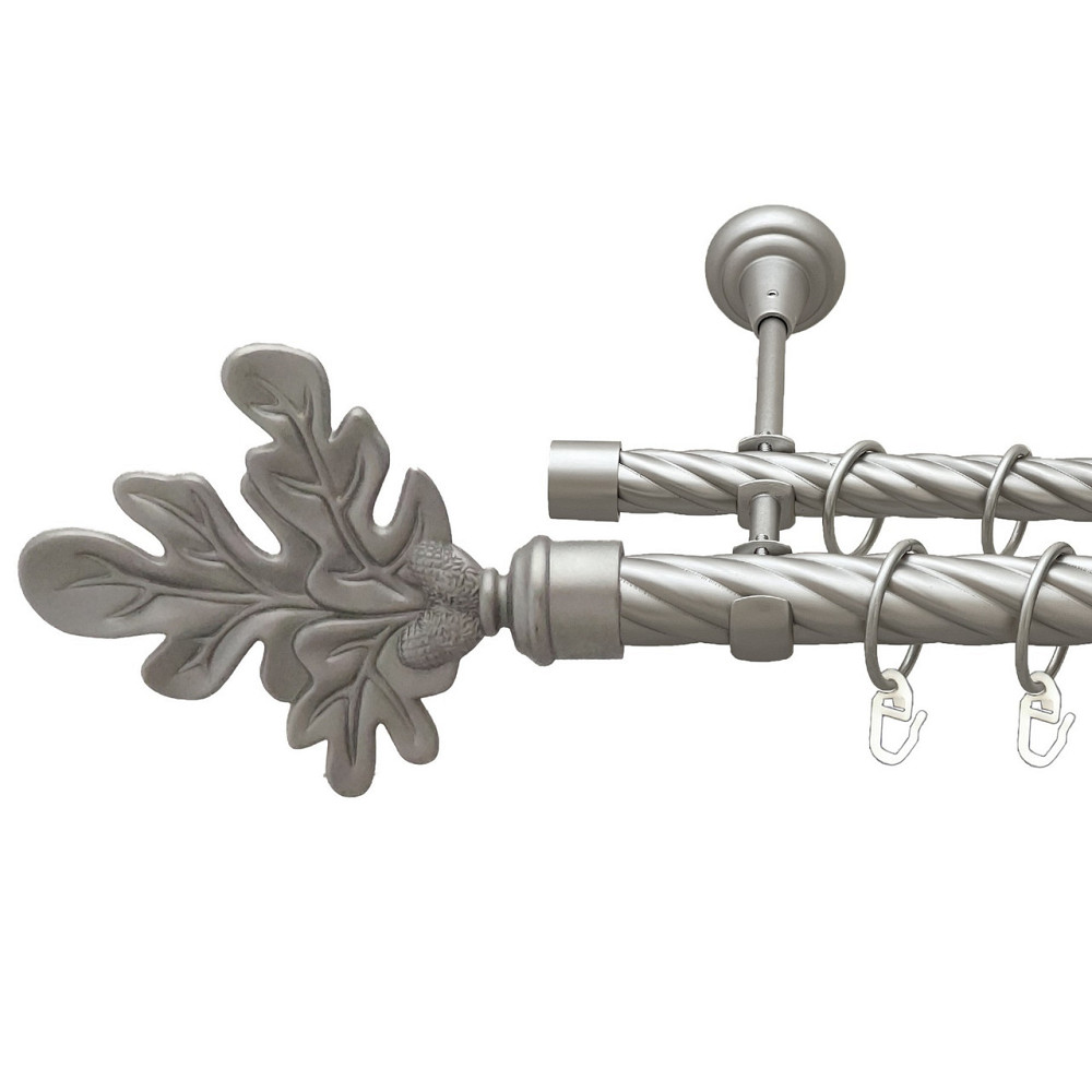 Карниз Orvit Листок Дуба металевий дворядний відкритий скручена труба кільце металеве Сатин 25\19 мм 160 см Львов - изображение 1