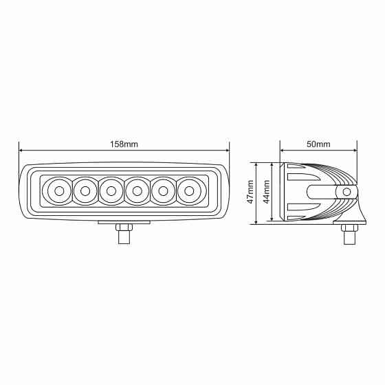 Фара світлодіодна Brevia Epistar Flood 10-30V, 18W (6x3W), 1320Lm, 1шт (10611FX1) Львів