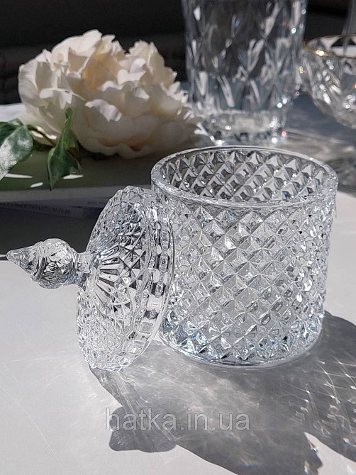 Цукорниця ємність для зберігання скляна "Діамант" 300 мл 8,5х14 см товсте скло Київ - фото 2