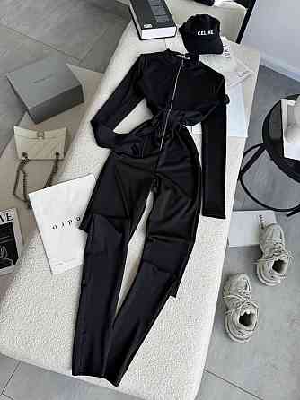 Жіночий утеплений облягаючий комбінезон на блискавці в чорному кольорі мікродайвінг на флісі Одеса