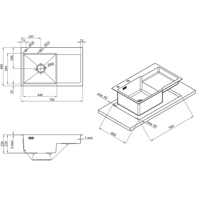Мийка кухонна Kroner Geburstet-7848LHM (CV030021) Вінниця - фото 3