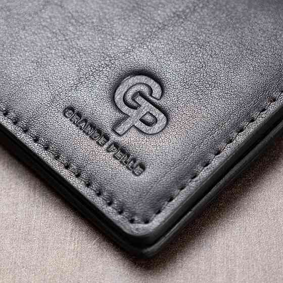 Кожаный мужской зажим для денег GRANDE PELLE 11544 Синий Киев