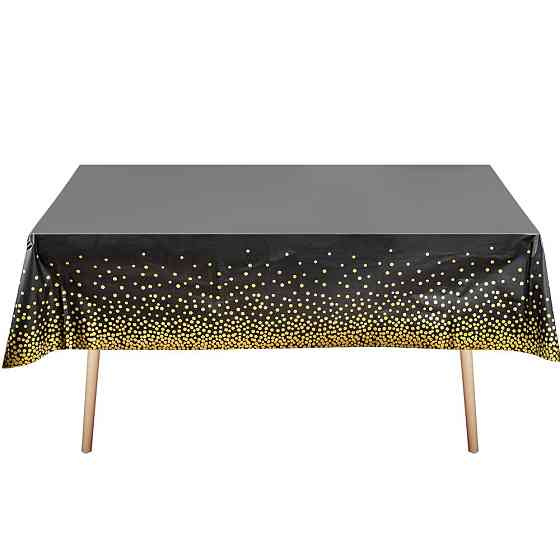 Скатерть клеенка из тонкой фольги 274 на 137 см черно-золотистый Киев