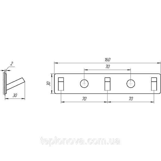 Планка з гачками TOPAZ TKB 9385-3-BL чорна Чернівці