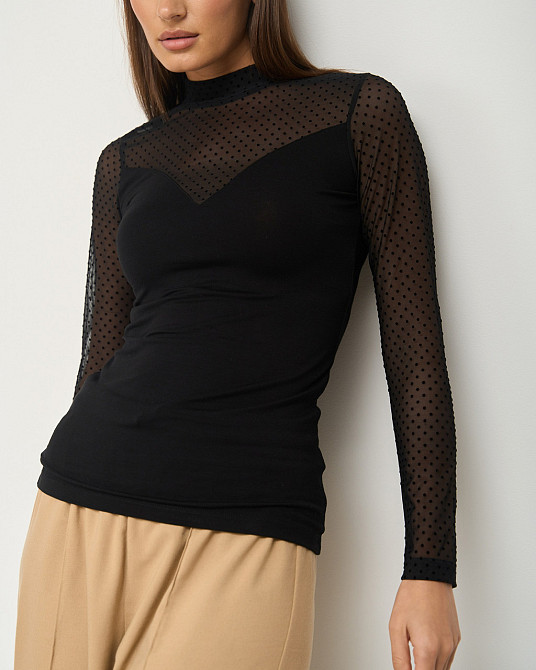 Жіноча кофточка з прозорими рукавами та декольте - Ozkan 26824 XL Київ - фото 5