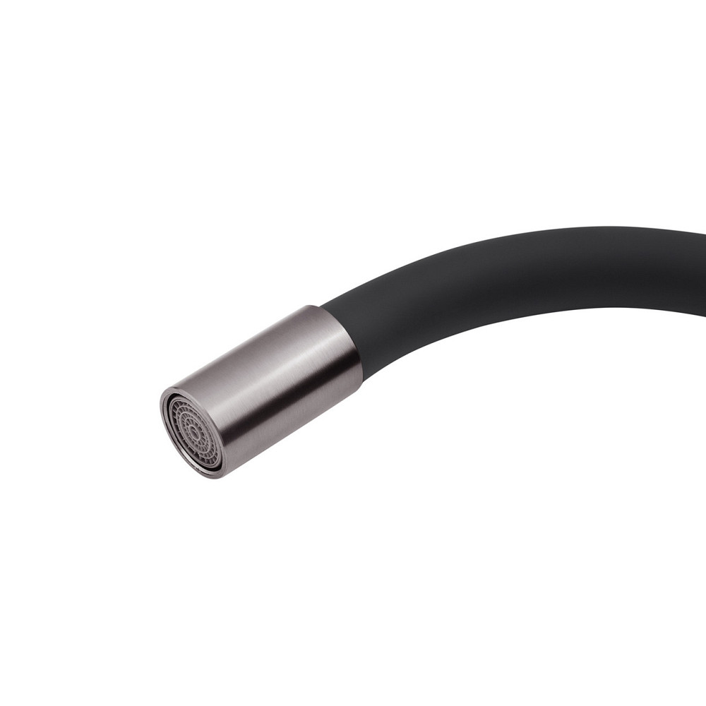 Змішувач для кухні з гнучким виливом Kroner KRP Edelstahl Klassisch - PVD035BLK графіт/чорний Київ - фото 8