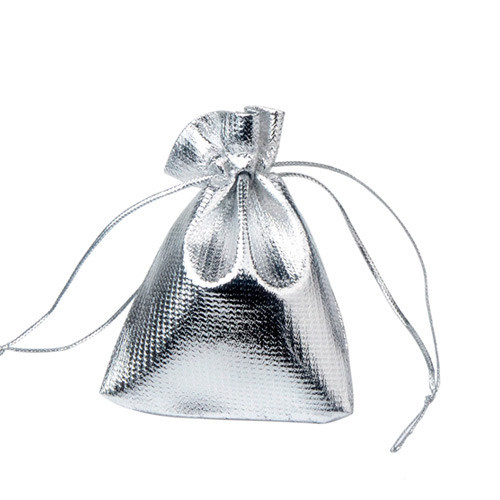 Мішечок подарунковий із парчі 7x9см 100шт на затяжках, срібло Київ - фото 1