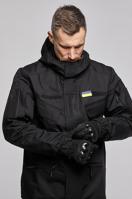 Військова чоловіча літня куртка чорного кольору , матеріал ріп стоп , польова тактична чорна куртка Львів - фото 2