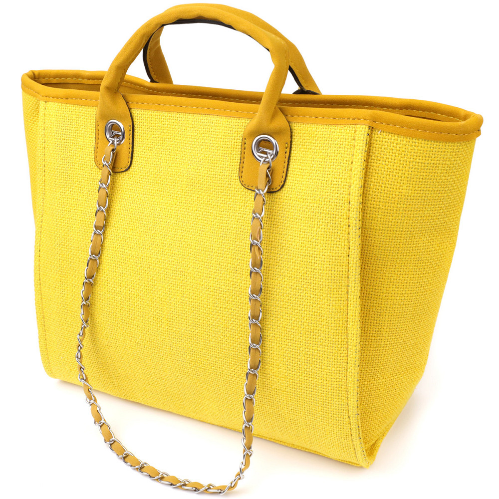 Яскрава жіноча сумка на літо з якісного текстилю Vintage sale_15135 Жовтий Київ - фото 2