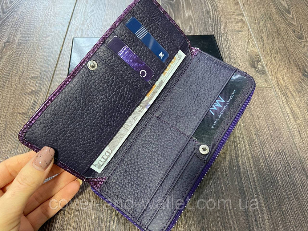 Пурпуровий жіночий гаманець на змійці з блоком під картки Horton AE 202 Київ - фото 3