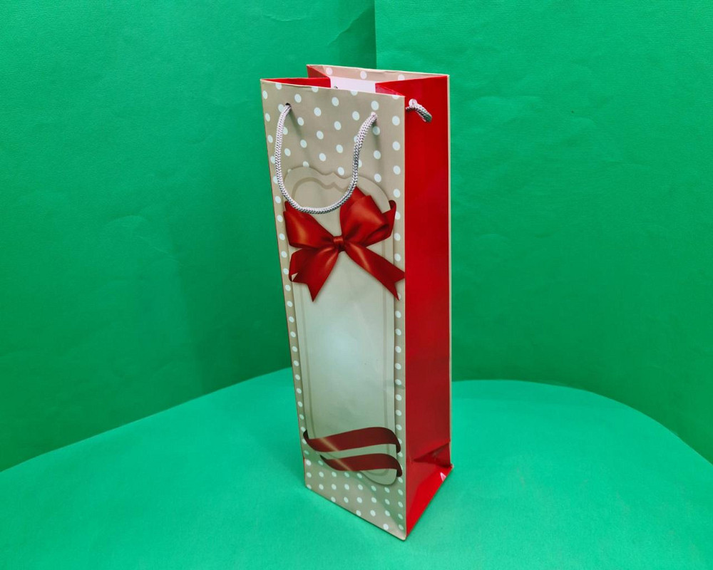 Пакет бумажный подарочный под бутылку  12/9/36(артBUT-15) (12 шт) Харьков - изображение 1