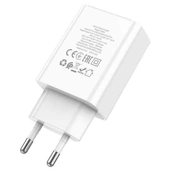 Мережевий зарядний пристрій HOCO C100A PD20W+QC3.0 charger with цифровий display, колір білий 6931474769800 Одеса