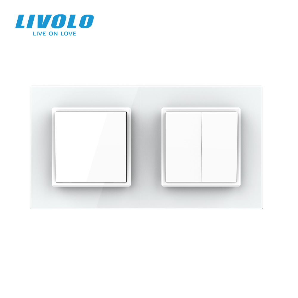 LIVOLO Трьохклавішний вимикач (1-2) Livolo білий скло (VL-C7K1K2-11) Коломия - фото 7