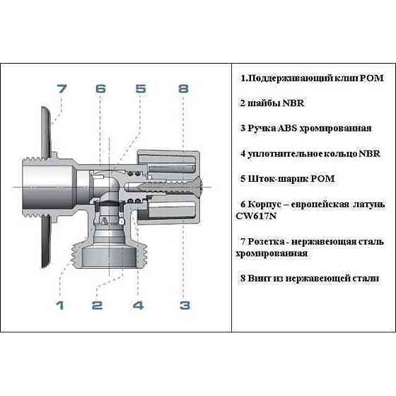 Кран кульовий кутовий ARCO 1/2″х 3/4″ DEF728P AntiLime Київ