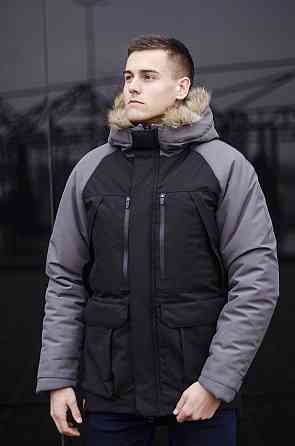 Парка мужская зимняя средняя на коттоне с капюшоном Pobedov seniora udacha Киев