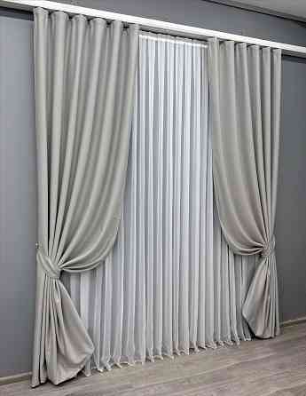 Комплект готовых штор VR-Textil Шенилл однотонный № 1690ш Пепельный 100х270 см 2 шт (31-948) Киев