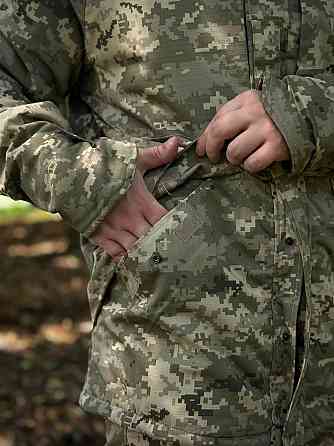 Военная зимняя ветрозащитная мужская теплая парка рип стоп 4.5.0. пиксель Omni-Heat с капюшоном WAR Львов